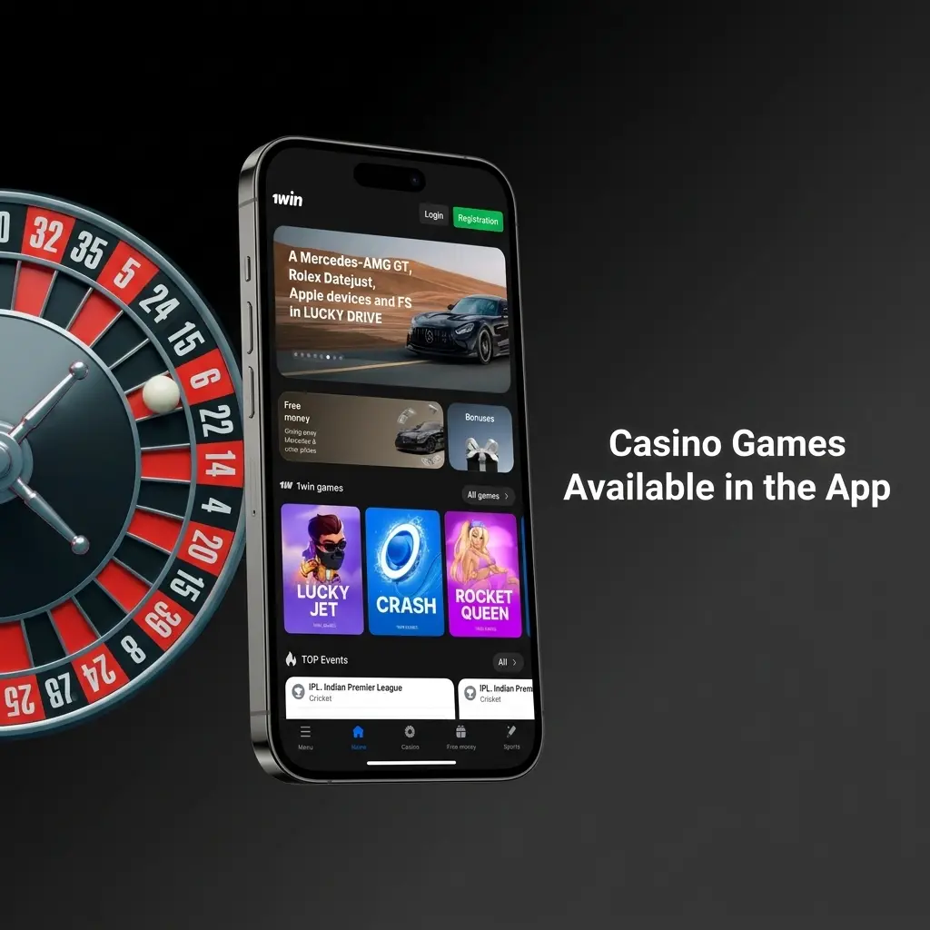 Casino games available in the 1win iOS app