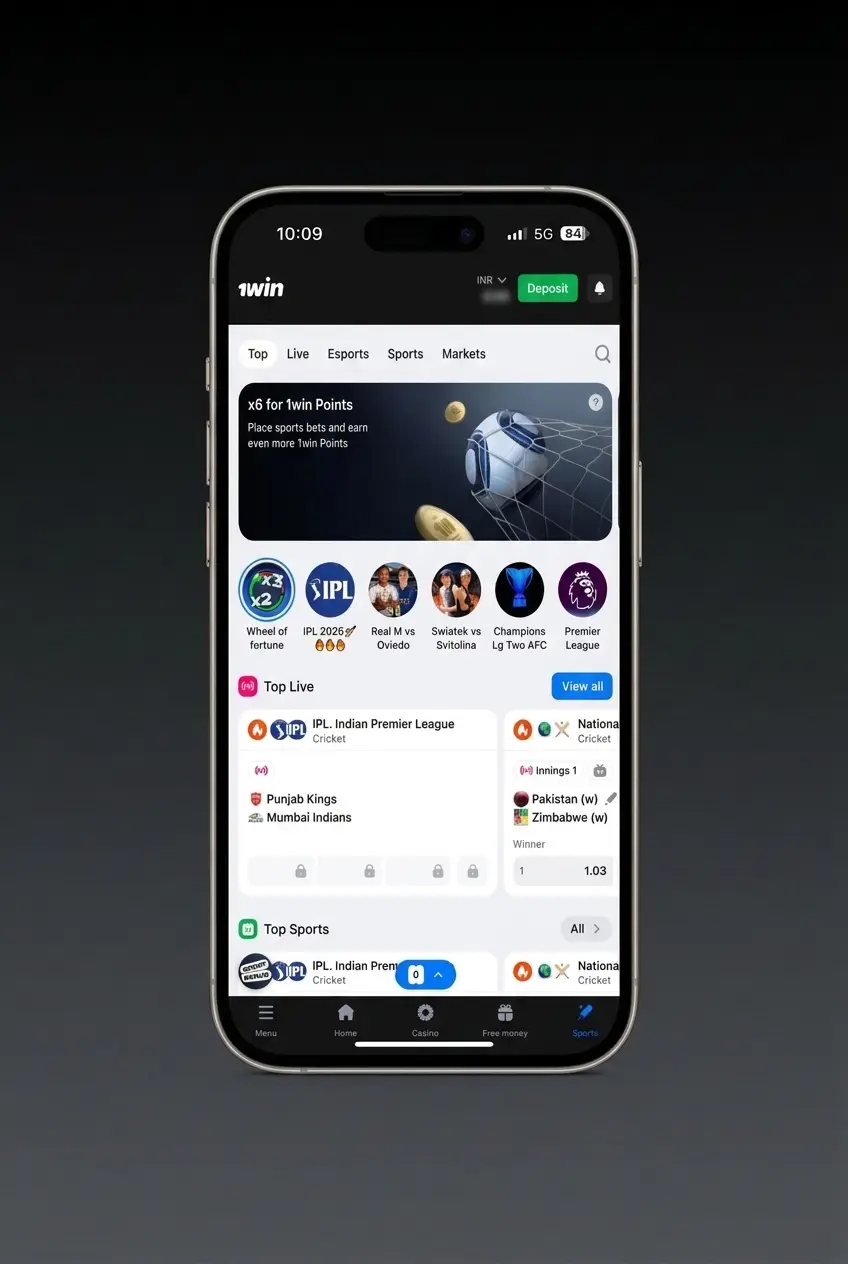 Confirming a bet on 1win app