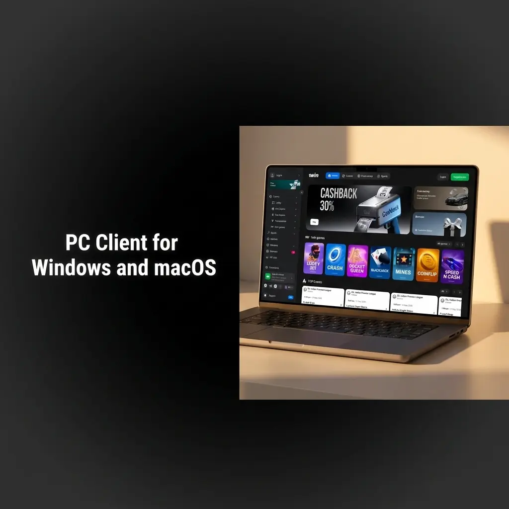 1win PC client browser access on Windows and macOS