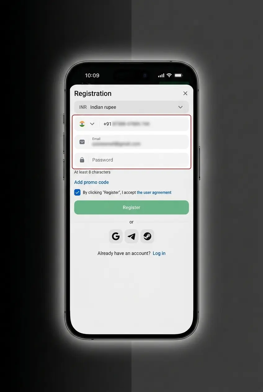 Step-by-step 1win sign up process on desktop and mobile showing registration form with phone, email, and social options