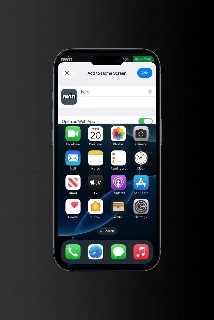 Step-by-step guide showing how to download the 1win iOS app in 5 steps via App Store