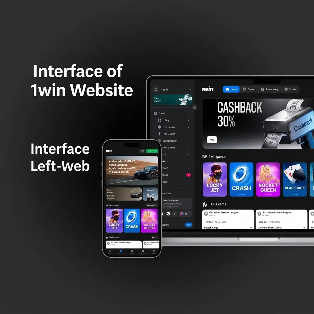 1win website interface dark-themed layout
