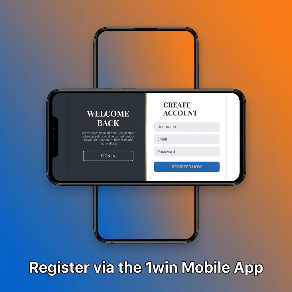 1win mobile app registration screen